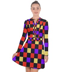 Checkerboard Again Long Sleeve Panel Dress