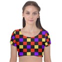 Checkerboard Again Velvet Short Sleeve Crop Top  View1