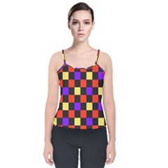 Checkerboard Again Velvet Spaghetti Strap Top