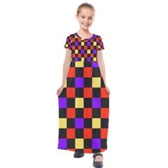 Checkerboard Again Kids  Short Sleeve Maxi Dress by impacteesstreetwearseven