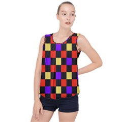 Checkerboard Again Bubble Hem Chiffon Tank Top