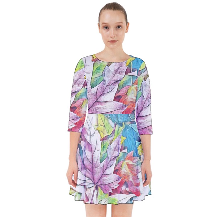 Spring Leaves Smock Dress