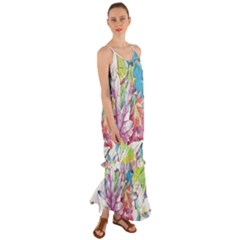 Spring Leaves Cami Maxi Ruffle Chiffon Dress