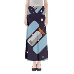 Satellite Machine Space Dark Full Length Maxi Skirt by Pakrebo