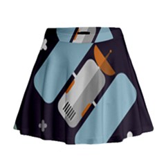 Satellite Machine Space Dark Mini Flare Skirt by Pakrebo