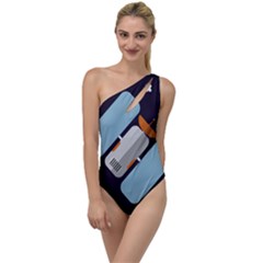 Satellite Machine Space Dark To One Side Swimsuit by Pakrebo