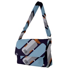 Satellite Machine Space Dark Full Print Messenger Bag by Pakrebo