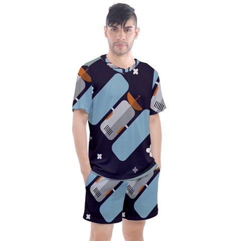 Satellite Machine Space Dark Men s Mesh Tee And Shorts Set by Pakrebo