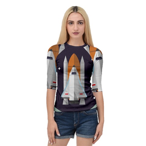 Rocket Space Universe Spaceship Quarter Sleeve Raglan Tee by Pakrebo