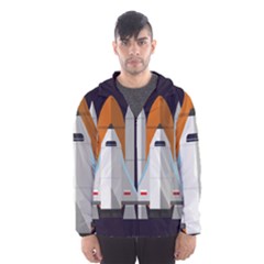 Rocket Space Universe Spaceship Men s Hooded Windbreaker by Pakrebo