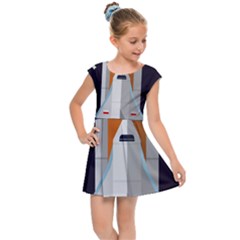 Rocket Space Universe Spaceship Kids  Cap Sleeve Dress