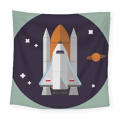 Rocket Space Universe Spaceship Square Tapestry (large) by Pakrebo