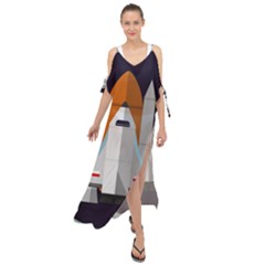 Rocket Space Universe Spaceship Maxi Chiffon Cover Up Dress