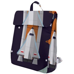 Rocket Space Universe Spaceship Flap Top Backpack