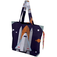 Rocket Space Universe Spaceship Drawstring Tote Bag