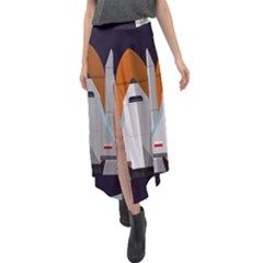 Rocket Space Universe Spaceship Velour Split Maxi Skirt by Pakrebo