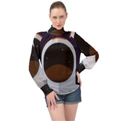 Astronaut Space Astronomy Universe High Neck Long Sleeve Chiffon Top