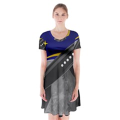 Science Fiction Sci Fi Sci Fi Logo Short Sleeve V-neck Flare Dress by Pakrebo