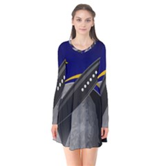 Science Fiction Sci Fi Sci Fi Logo Long Sleeve V-neck Flare Dress by Pakrebo