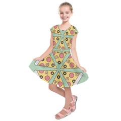 Pizza Slice Food Italian Kids  Short Sleeve Dress