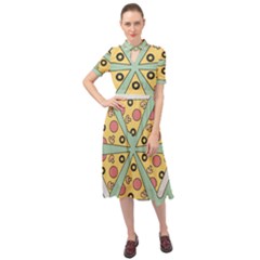 Pizza Slice Food Italian Keyhole Neckline Chiffon Dress