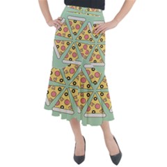 Pizza Slice Food Italian Midi Mermaid Skirt