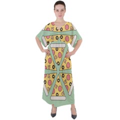 Pizza Slice Food Italian V-neck Boho Style Maxi Dress