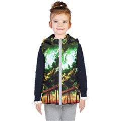 Science Fiction Forward Futuristic Kids  Hooded Puffer Vest by Pakrebo