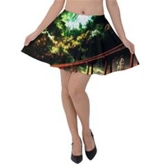 Science Fiction Forward Futuristic Velvet Skater Skirt by Pakrebo