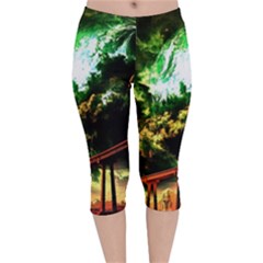 Science Fiction Forward Futuristic Velvet Capri Leggings 