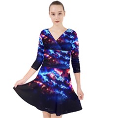 Science Fiction Sci Fi Forward Quarter Sleeve Front Wrap Dress by Pakrebo