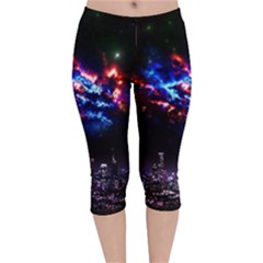 Science Fiction Sci Fi Forward Velvet Capri Leggings  by Pakrebo