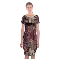 Abstract Design Backdrop Pattern Classic Short Sleeve Midi Dress