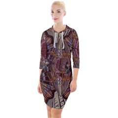 Abstract Design Backdrop Pattern Quarter Sleeve Hood Bodycon Dress by Pakrebo