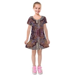 Abstract Design Backdrop Pattern Kids  Short Sleeve Velvet Dress