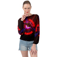 Science Fiction Cover Adventure Banded Bottom Chiffon Top