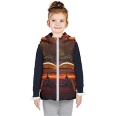 Science Fiction Digital Illustration Kids  Hooded Puffer Vest by Pakrebo