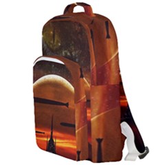 Science Fiction Digital Illustration Double Compartment Backpack by Pakrebo