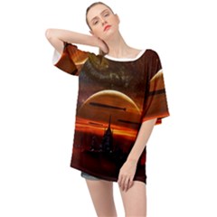 Science Fiction Digital Illustration Oversized Chiffon Top