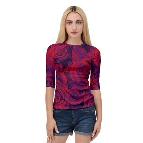 Roses Red Purple Flowers Pretty Quarter Sleeve Raglan Tee by Pakrebo