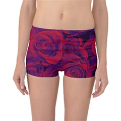 Roses Red Purple Flowers Pretty Boyleg Bikini Bottoms by Pakrebo