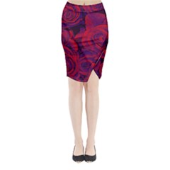 Roses Red Purple Flowers Pretty Midi Wrap Pencil Skirt by Pakrebo