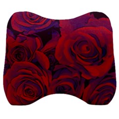 Roses Red Purple Flowers Pretty Velour Head Support Cushion by Pakrebo