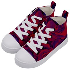 Roses Red Purple Flowers Pretty Kids  Mid-top Canvas Sneakers by Pakrebo