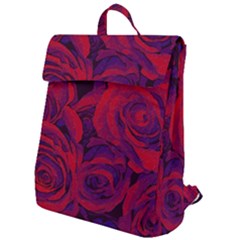 Roses Red Purple Flowers Pretty Flap Top Backpack by Pakrebo