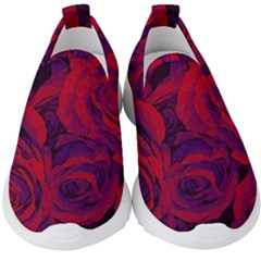 Roses Red Purple Flowers Pretty Kids  Slip On Sneakers by Pakrebo