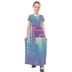 Non Seamless Pattern Background Kids  Short Sleeve Maxi Dress