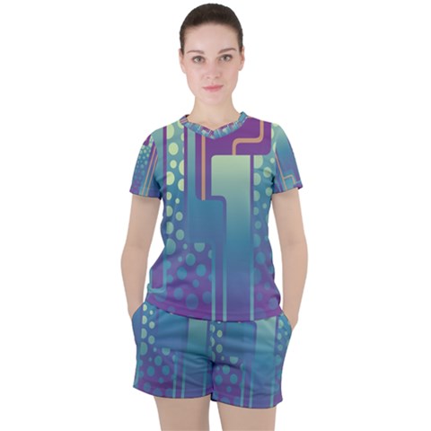 Non Seamless Pattern Background Women s Tee And Shorts Set by Pakrebo