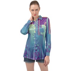 Non Seamless Pattern Background Long Sleeve Satin Shirt