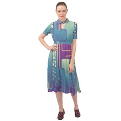 Non Seamless Pattern Background Keyhole Neckline Chiffon Dress